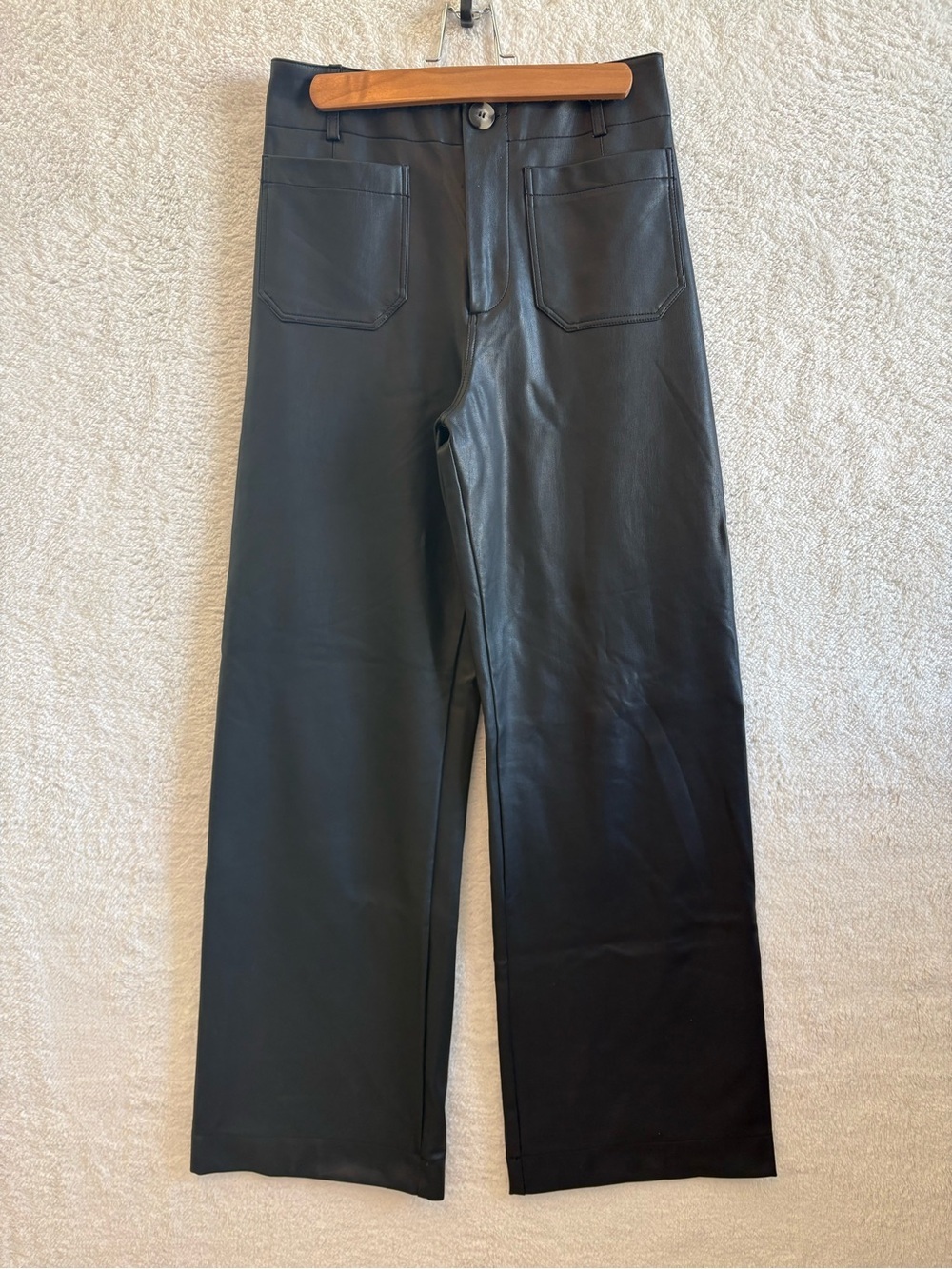 Maeve The Colette Faux Leather Wide Leg Pants Black Size 26